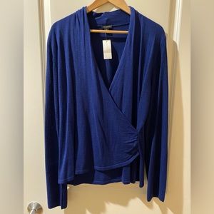 Ann Taylor blue faux-wrap sweater - NWT